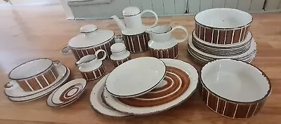 26 Piece Midwinter Stonehenge Earth Pottery With Brown Stripes  • £190