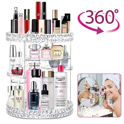 Rotating Makeup Organiser Large 360 Cosmetic Storage Box Perfume Display Stand • £9.93