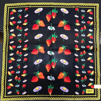 Stored Item Versace Cotton Scarf Handkerchief MEDIUM 53cm (20.87in) Strawberry • $44.97