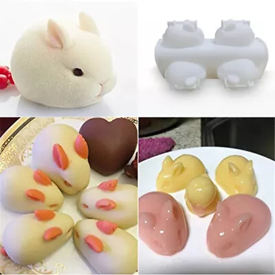 3D Rabbit Silicone Mold Mousse Cake Decor Jelly Baking Candy Ice Cream Mould • $8.94