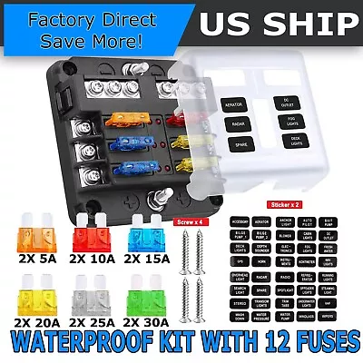 6 WAY Car Boot Power Distribution 12-24V Blade Fuse Holder Box Block Panel Board • $11.95