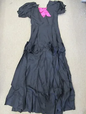 Antique Victorian Hand Made Womans / Teenager Mourning Black Dress Pink Collar • $70
