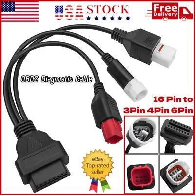 16Pin To 3 4 6Pin OBD2 Diagnostic Adapter Connector Cable For Yamaha Motorcycle • $14.99