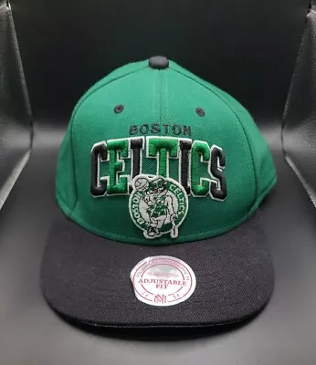 Boston Celtics Mitchell & Ness Hardwood Classics Green Black Snapback Cap Hat • £14.99