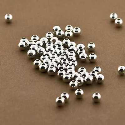 Silver 4mm Beads 50pc Sterling Silver Seamless High Polished Spacers 925 • $18