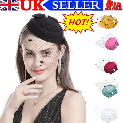 £7.88 • Buy Women Fascinator Pillbox Hat Party Wedding Headband Ladies Day Race Royal Ascot