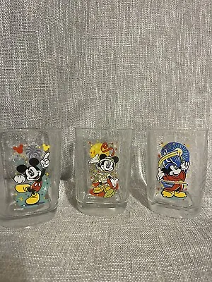 Y2K McDonald's Walt Disney World Mickey Mouse Glass Cups 2000 Magic Kingdom 3 • $20
