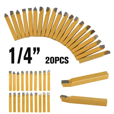 20PC 1/4 Carbide Tipped Tip Lathe Metal Cutter Bit Milling Cutting Turning Tool. • $30.59