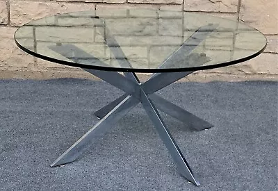 Mid Century Modern Leon Rosen For Pace Chrome Double X Base Coffee Table • $649.99