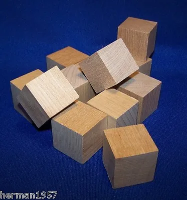 24 Natural Unfinished HardWood 1  Wood Blocks Square Cubes Wooden Crafts NEW !!! • $9.45