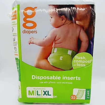 Gdiapers Disposable Biodegradable Flushable Diaper Inserts M/L/XL 13-36 Lb 32 Ct • $27.99