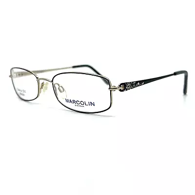 Marcolin Eyeglasses MA7306 Col. 005 Black Gold Metal Rectangle Frame 53[]16 135 • $59.98
