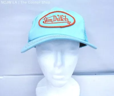 Von Dutch Baby Blue Orange Accented Trucker Snap Back Hat - Size OS • $19.99