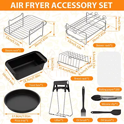 10Pcs Air Fryer Accessories Set Nonstick Loaf Pan Pizza Pan Stainless MoMJm • $34.49