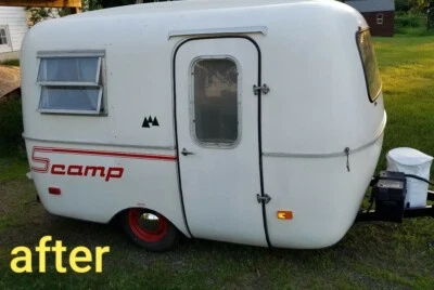 Vintage Scamp 13' 16' Camper Trailer Side Body 3 Trees Decals Sticker  • $13.75