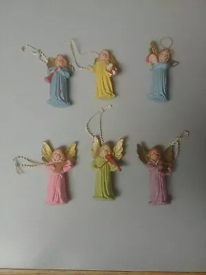 6 Angel Figurines Playing Instrument Christmas Ornament Made In Western Germany • $20