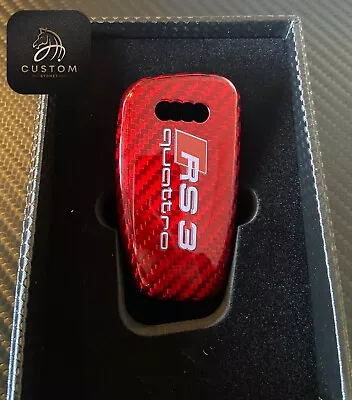 Genuine Glass Fiber Keyring Key Fob Cover Package For Audi RS3 S3 RSQ3 Q3 Q2 • $96.56