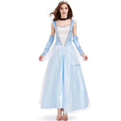 Ladies Women Cinderella Princess Blue Fancy Dress Costume Outfit UK Size 6-14 • £20.99