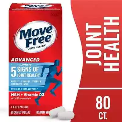 Move Free Advanced Glucosamine Chondroitin MSM Vitamin D3 Hyaluronic Acid 80 Ct • $42.17