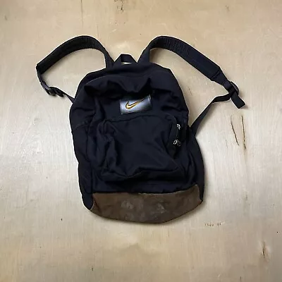 Vintage Nike Black School Backpack Multi Pocket Jewel LOGO SWOOSH • $12