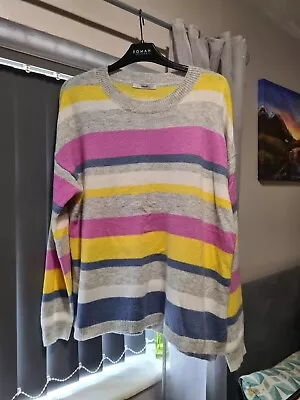 George Ladies Jumper Sz 16 In Fab Rainbow Colour Stripes  • £7