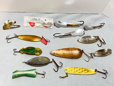 Lot Of 14 Vintage Metal Spoon Spinner Lures Nebco Acetta Cleo Earie Finn • $7.99