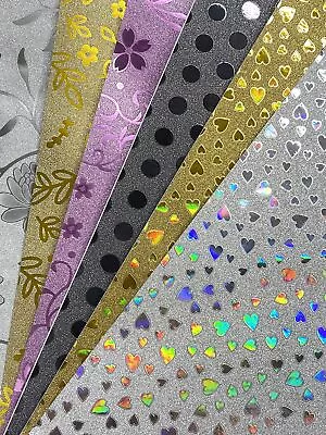 12 X A4 Sheets Of Glitter Self Adhesive Glitter Paper Lint Free 80gsm 6 Desig... • $11.44