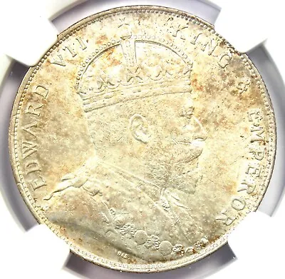 1908 Straits Settlements Edward VII Dollar $1 - Certified NGC MS62 (BU UNC) • $565.25