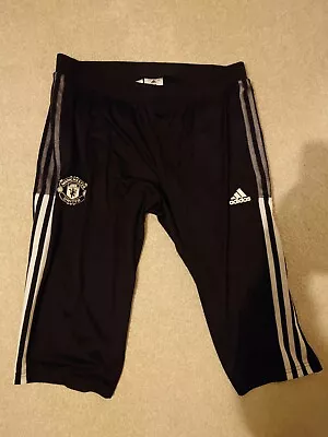 Manchester United Tiro 21 3/4 Training Shorts / Pants Black Ladies Medium 12-14 • £12.99