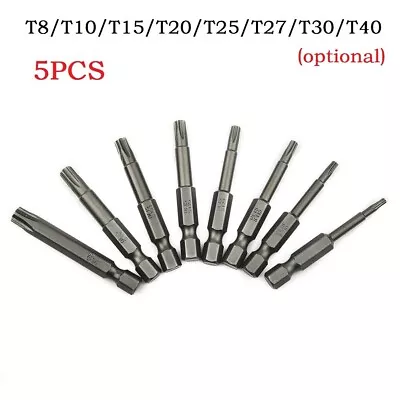 Sturdy Five Point Magnetic Hex Shank Torx Screwdriver Bits Set T8T40 (5PCS) • $12.93