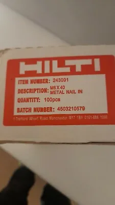 £16 • Buy HILTI HAMMER IN NAIL FIXINGS MASONRY CONCRETE ZINC PLATED METAL ANCHORS M6x40mm 