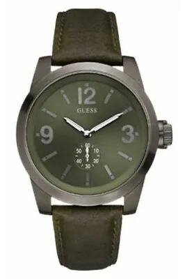 Guess Watch Men's Analogue Green Dial W12108G1 Leather Quartz 46 Mm • £79.94