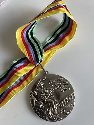 Moscow 1980 Olympic Silver Medal With Ribbons & Display Stand Exact Replica • $29