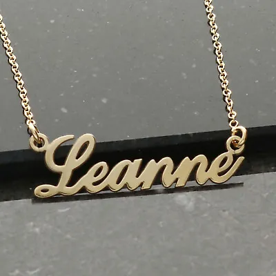 9ct Yellow Gold Plated Personalised Any Name Necklace On 16 Inch Chain Gift Box • £45