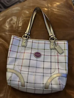 AUTHENTIC Coach Peyton Tattersall Multicolor Plaid Tote • $65