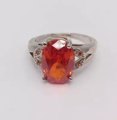 925 Sterling Silver W/Large Orange Mystic Quartz Gemstone Ring Sz 9.5 - NICE! • $20