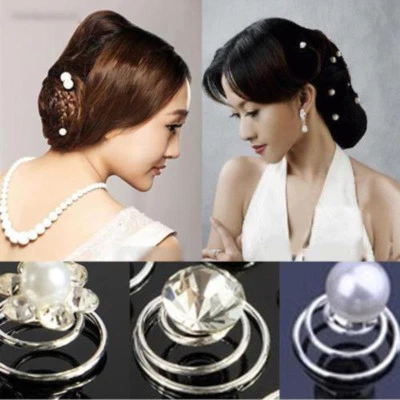 $1.87 • Buy 12pcs Women Wedding Bridal Crystal Flower Twist Spiral Hair Pins Clips Gift