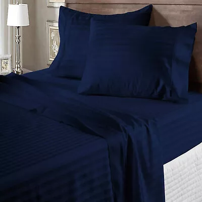 Egyptian Cotton 1000TC Marvelous Bedding US Sizes Select Item Navy Blue Stripes • $74.10