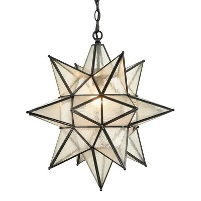 20 Inch Industrial Moravian Star Pendant Light With Seeded Glass Shade • $299.99