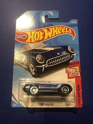 2018 Hot Wheels '55 CORVETTE In BLUE HW THEN & NOW Series 3/10. Long Card.  • $17