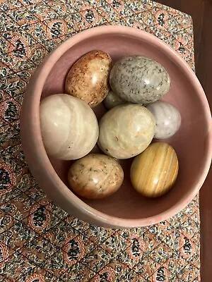 Eggs Easter Eight  Quartz Marble Display Beautiful Vintage Mixed Colours • £39