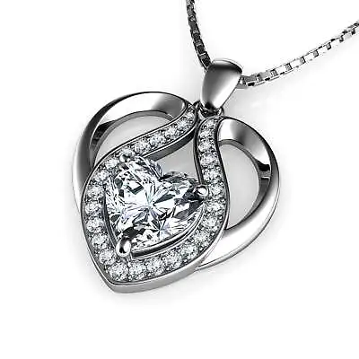 DEPHINI - Cute Necklace - 925 Sterling Silver Heart - Luxury Gift • £35