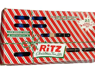 Vtg Ritz C-9 Christmas Light Set 2 50 Multicolor Blue Bulbs Large Outdoor Retro • $34.99