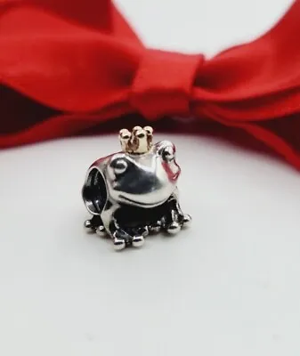 New Genuine Pandora Sterling Silver & 14K Frog Prince Two Tone Charm 791118 Rare • £49.17