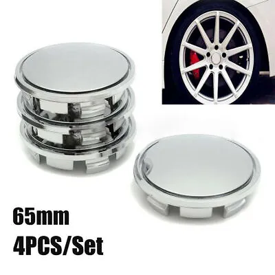 4x Silver Chrome 65mm Car Wheel Center Caps Tyre Rim Hub Caps Cover Parts For VW • $11.93