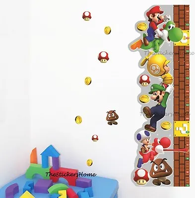£6.58 • Buy REMOVABLE Super Mario Wall Stickers Children Height Growth Chart Kids Measure 