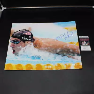 Michael Phelps Signed 16x20 Photo Olympic Swimming Autograph JSA COA ZJ9697 • $99.99