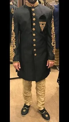 Mens Groom / Wedding Sherwani 3 Piece Pakistani Indian Clothes Matching Shoes • £100