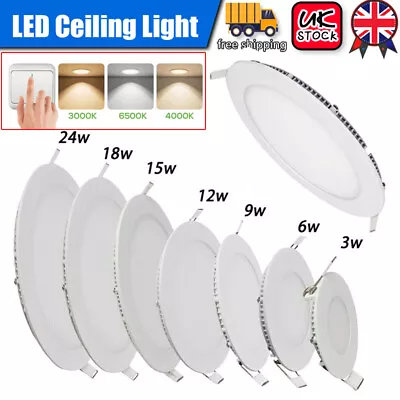 3W 6W 9W 12W 15W 18W 24W LED Recessed Ceiling Flat Panel Down Lights Ultra Slim • £5.15