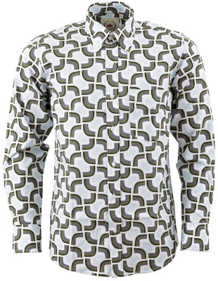 Relco Retro Funky Shirt Long Sleeve Shirt Button Down Collar Vintage 70s Mod 60s • £44.99